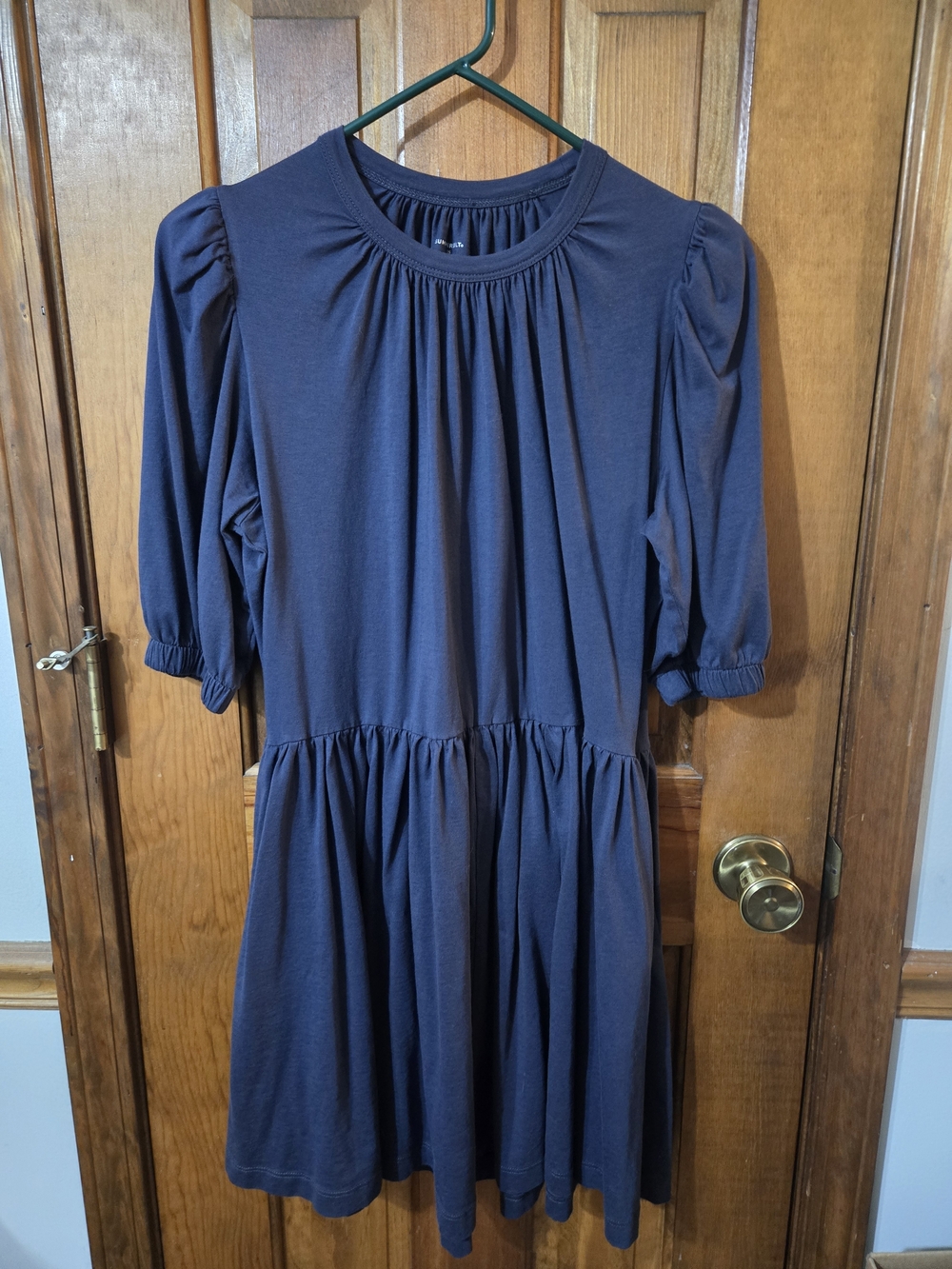 Summersalt Charcoal Gathered Yoke Puff Sleeve Dress